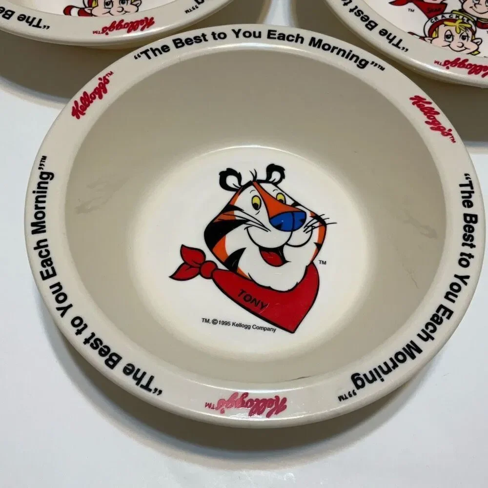 Three Piece Set Vintage 1995 Kellog’s Cereal Bowls. Tony the Tiger and Snap, Cra
